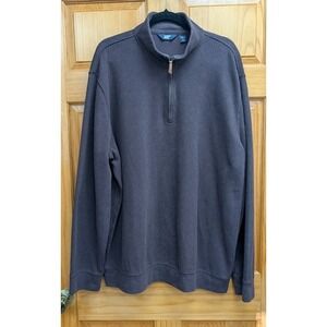 Lands End Size 2XL/T Deep Plum Black Long Sleeve Half Zip Men's Shirt Knit